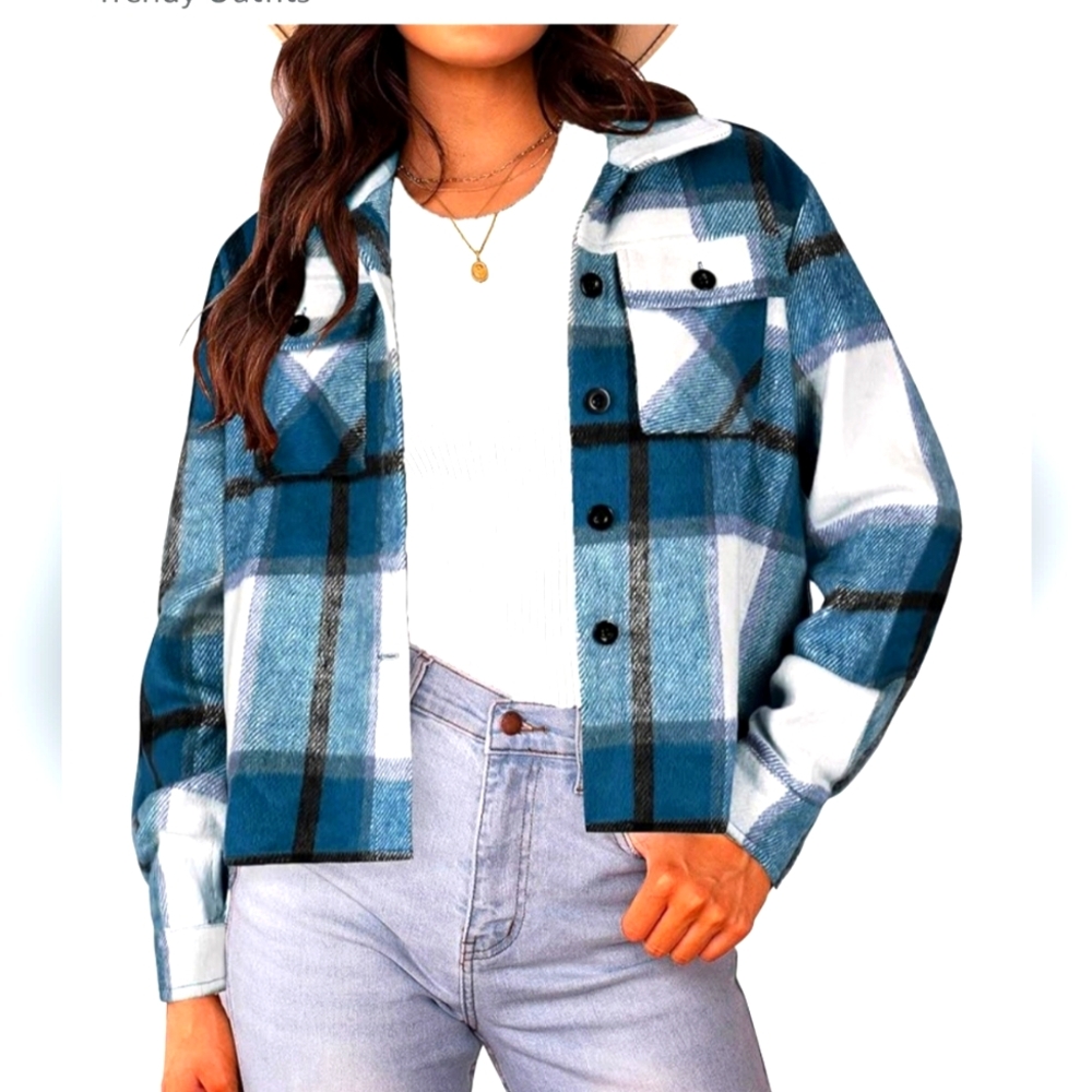 NWOT Stylish Plaid Button-Up Jacket
